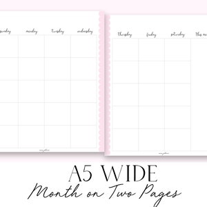 A5 Wide Month on Two Pages