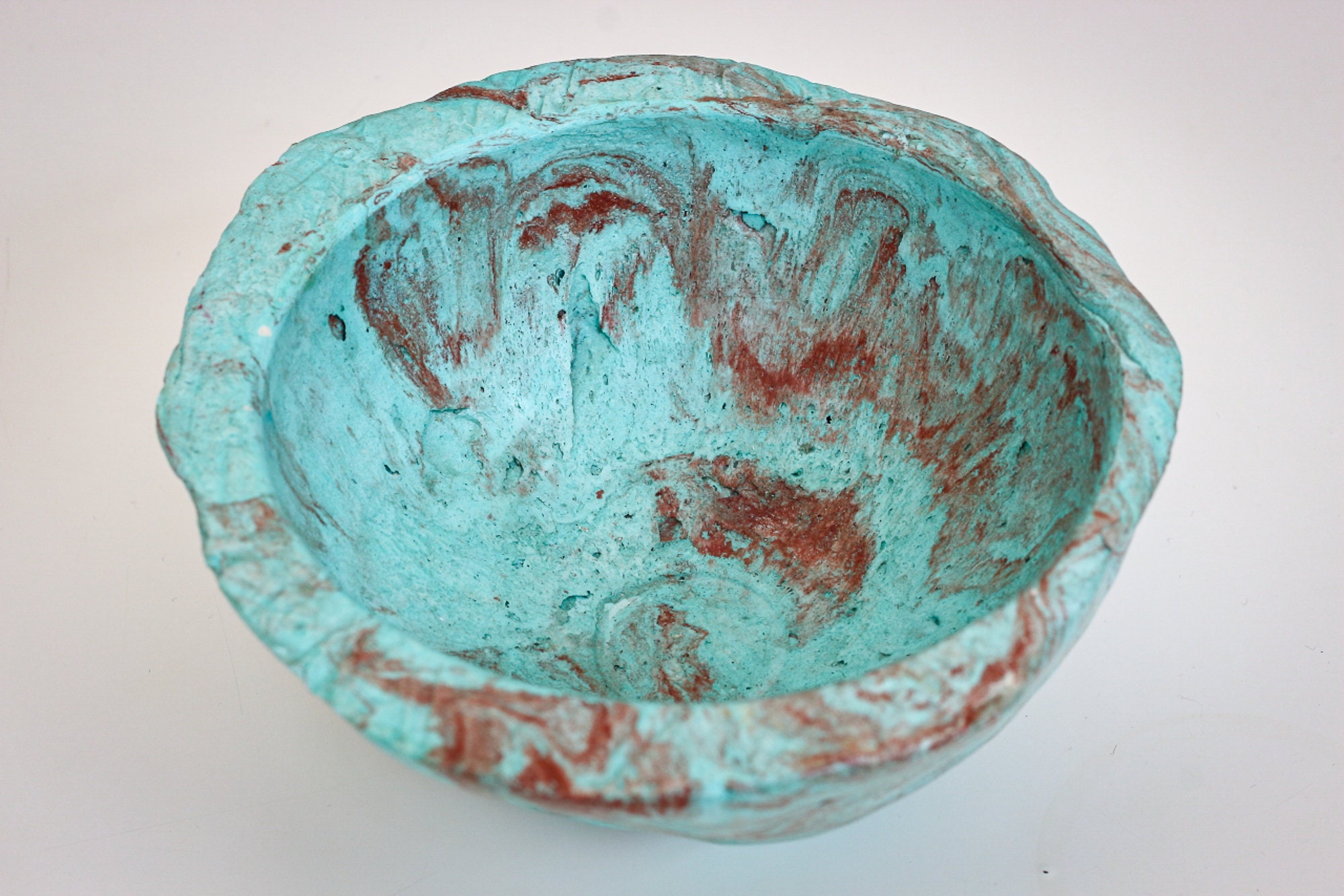 Stonelike Turquoise Blue Decorative Bowl Etsy