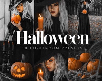 10 HALLOWEEN Lightroom Mobile and Desktop Presets | Scary Horror Pumpkin spice Spooky Moody gothic