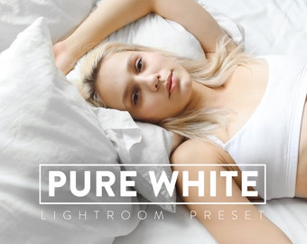 10 PURE WHITE Lightroom Mobile and Desktop Presets | White Light Leak Clean Selfie Soft Bright