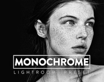 10 MONOCHROME Lightroom Mobile and Desktop Presets | Contrast monotone, portrait, black and white