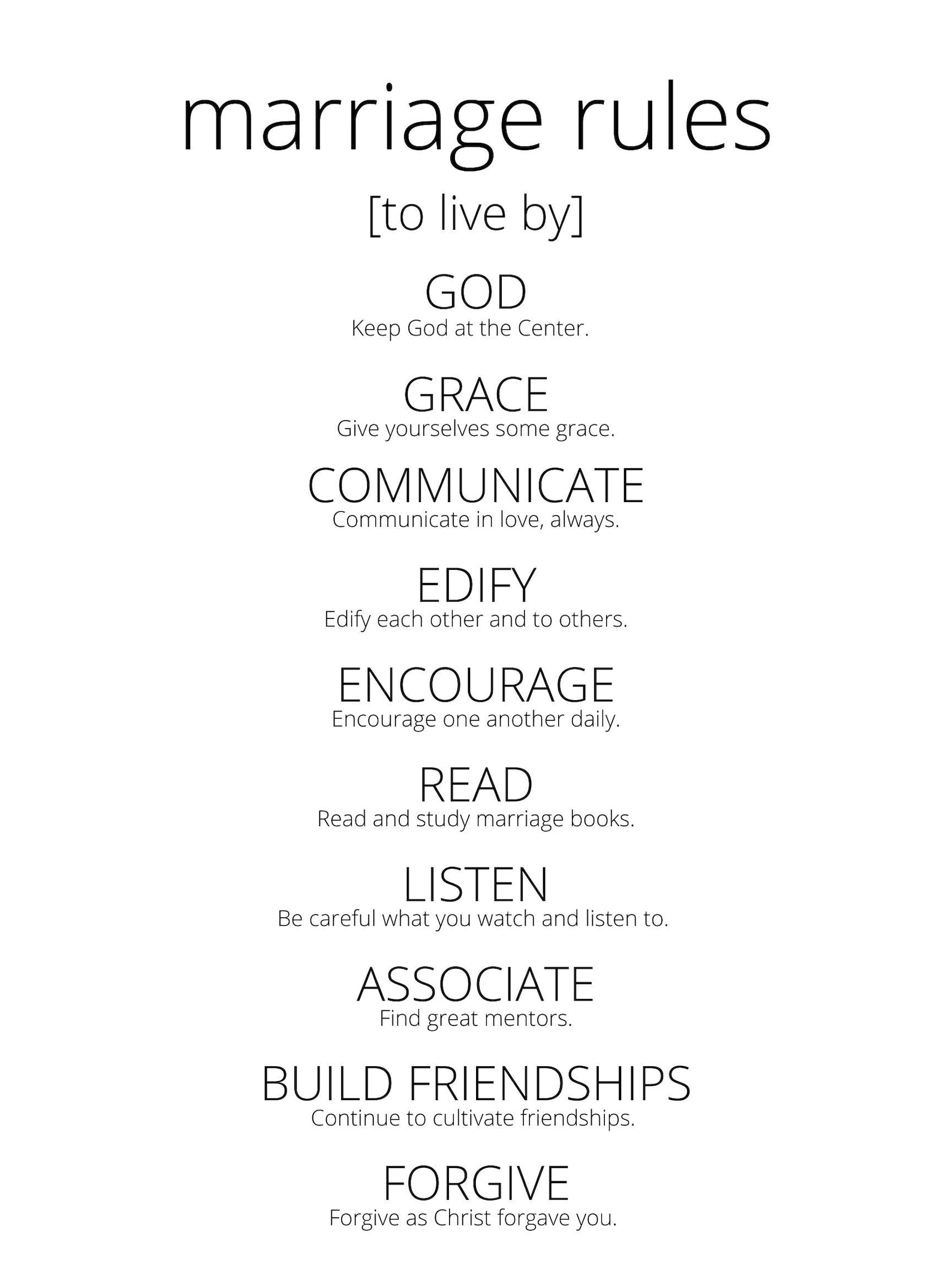 Marriage rules to live by etsy