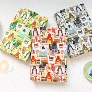 Handmade Bear Embroidery Journal: Floral Portable Notepad