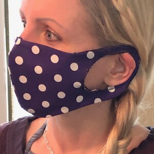 2 Packung mit 100 % Baumwolle DoppelSchicht Polka Dot Stoff Gesichtsmaske mit oder ohne elastische Ohrband
