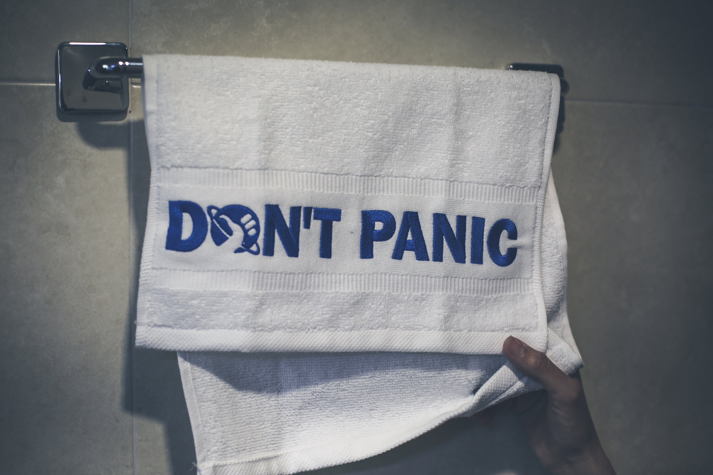 HHGTTG Inspired Button: Don't Panic & Know Where Your Towel Is