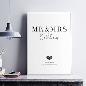 Individualized poster, wedding gift, wedding, gift newlyweds her him, Mr & Mrs, wedding, individualized print