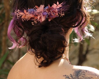 Barrette en fleurs séchées