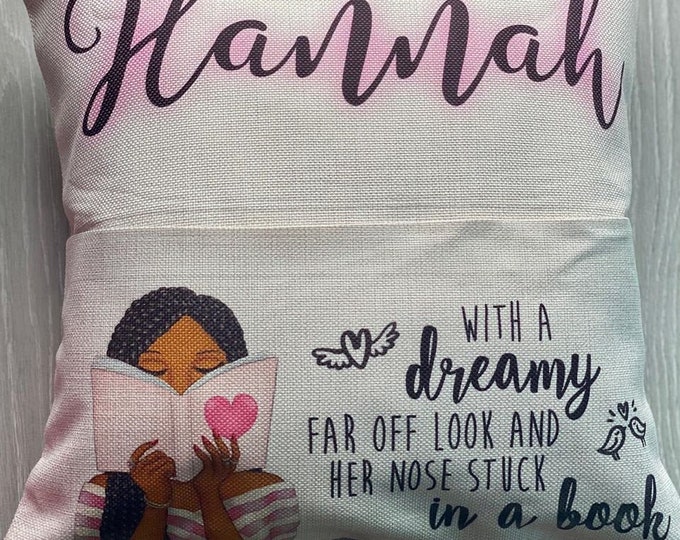 Featured listing image: Personalized Pocket Pillow with Insert and Cover, Decorative Reading Pillow, Best Gift for children