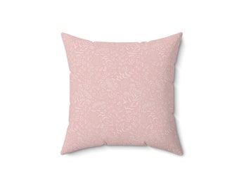 Soft Pink Floral Pillow: Double-Sided Print, 14x14
