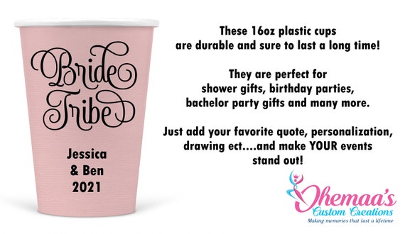 Personalized 16oz Plastic Party Cups: Bridal Shower Favors - Etsy