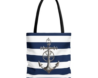 Anker Tragetasche: Nautisch gestreifter Sublimationsdruck