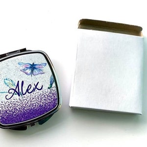 Compact Mirror, pocket mirror, personalized gift for her, sister gift bridesmaid gift, stocking stuffer, Christmas gift,
