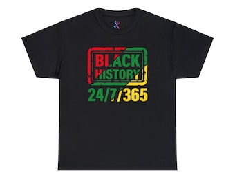 Zwart katoenen T-shirt met geschiedenisafbeelding, shirt African American Heritage