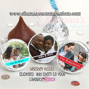 Personalized Hershey Kiss Stickers: Wedding Favor Labels (100 ct)