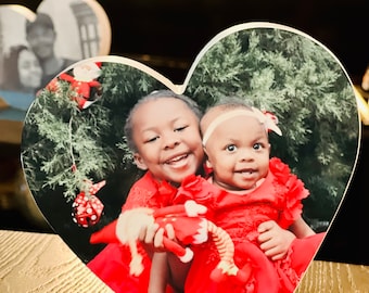 Personalized Wood Heart Photo Gift, Custom Picture on Wood
