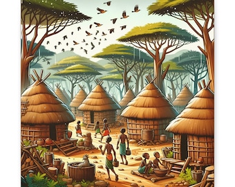 African Village Canvas Print: Home Decor Wall Art