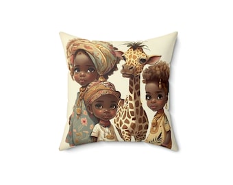 Copricuscino con stampa giraffa, cuscino quadrato in poliestere filato, decorazioni per la casa