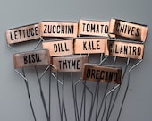 Custom Set of 10 Copper Markers Stakes Labels for Garden Plant Vegetable Flower Herb