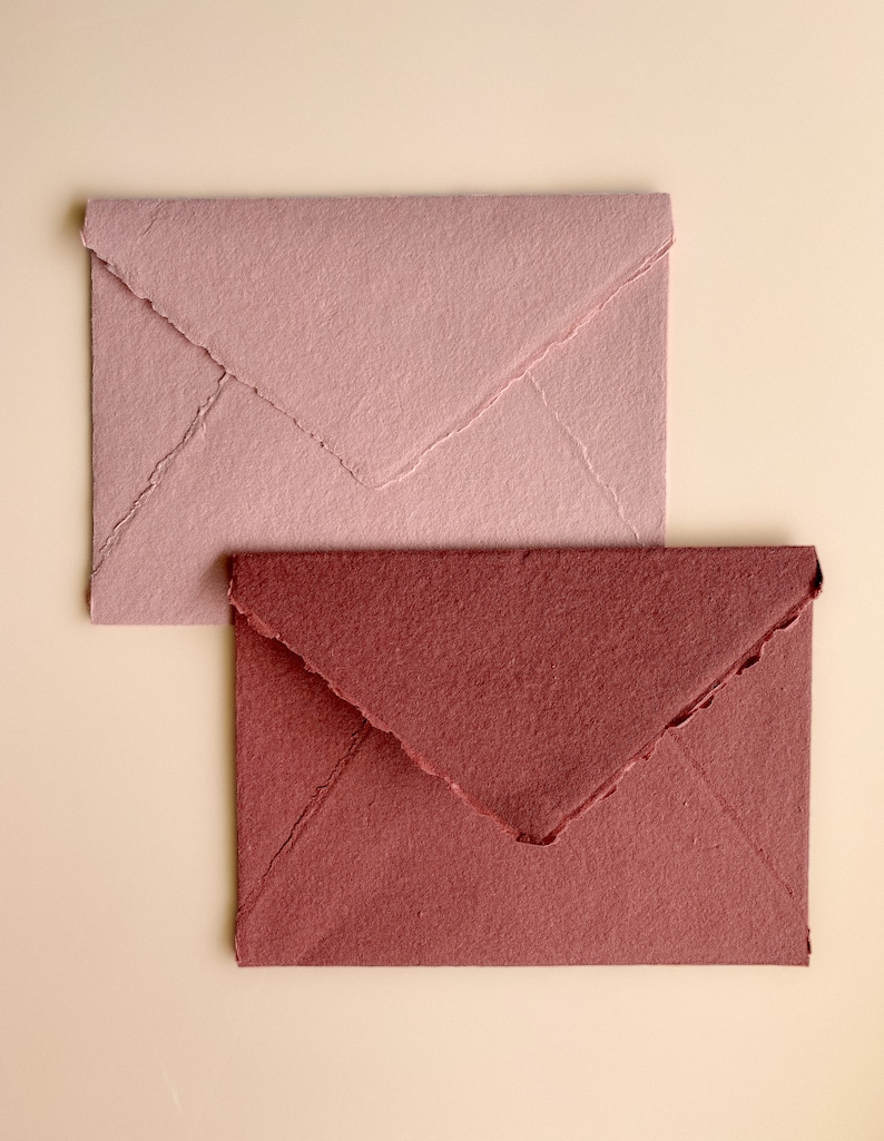 Handmade 5x7 Envelopes with Floral Liners / Rose Pink or Dusty Blush / Wedding Invitation Envelopes with Liners / Fine Art Envelope image 3