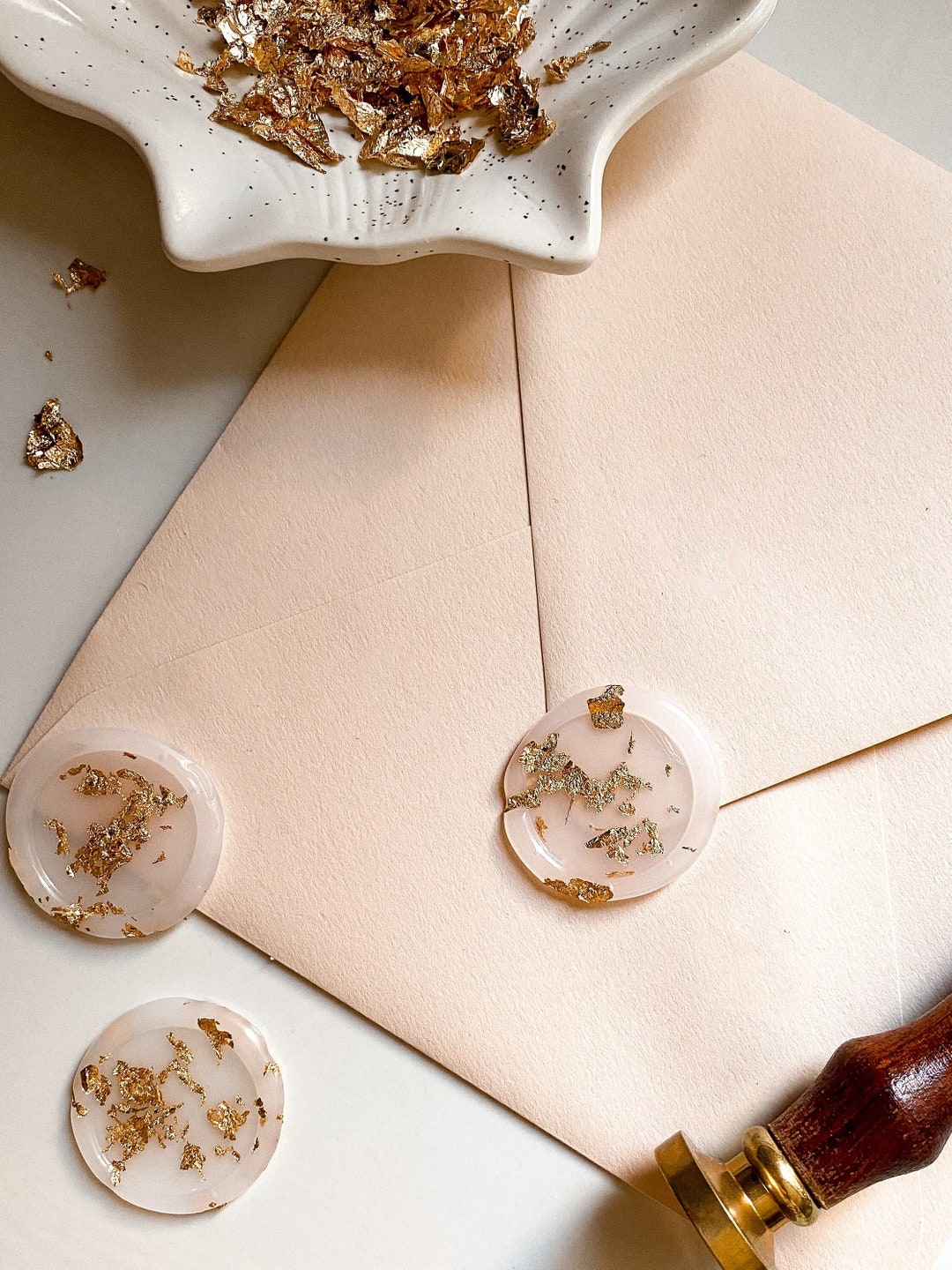 Gold Leaf Vellum Translucent Wax Seals / Wedding Invitation