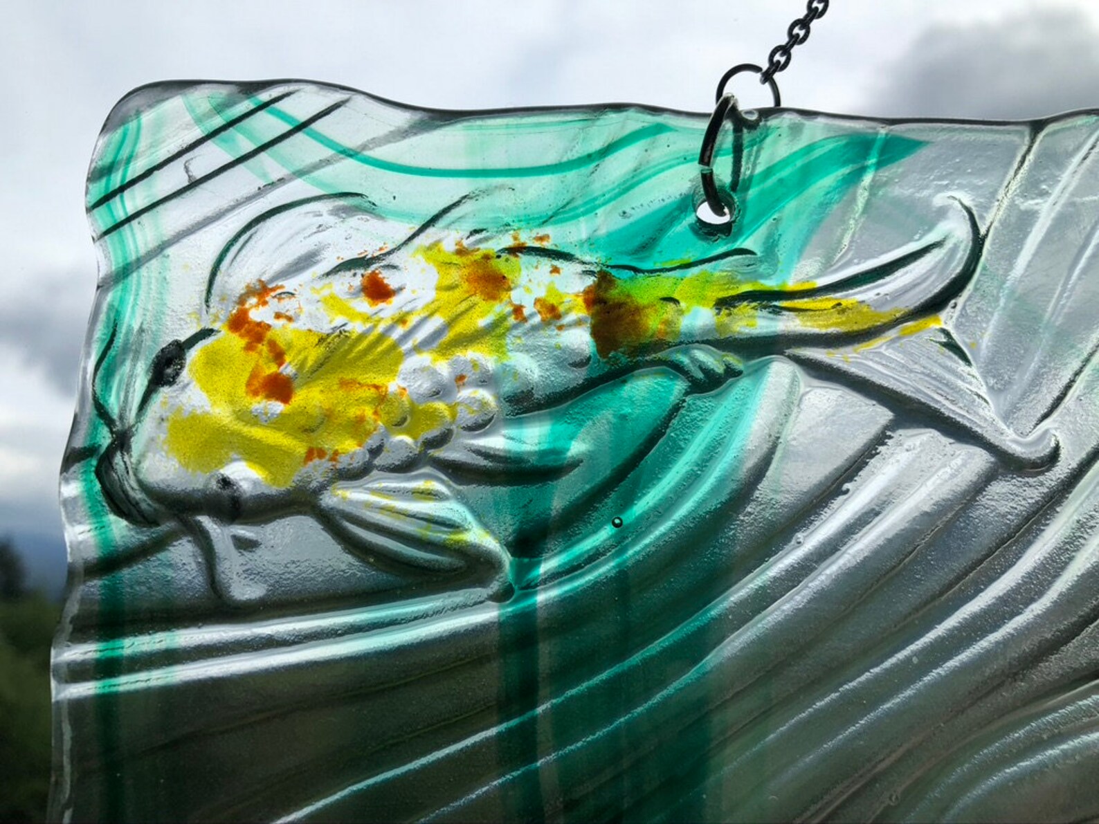 Koi Fish Fused Glass Suncatcher Wall Decoration Ornament Etsy UK