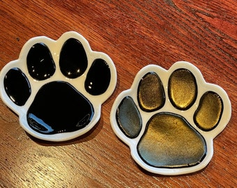Dog Paw Print Fused Glass Bowl Spoon Key Jewelry Holder Bowl Plate