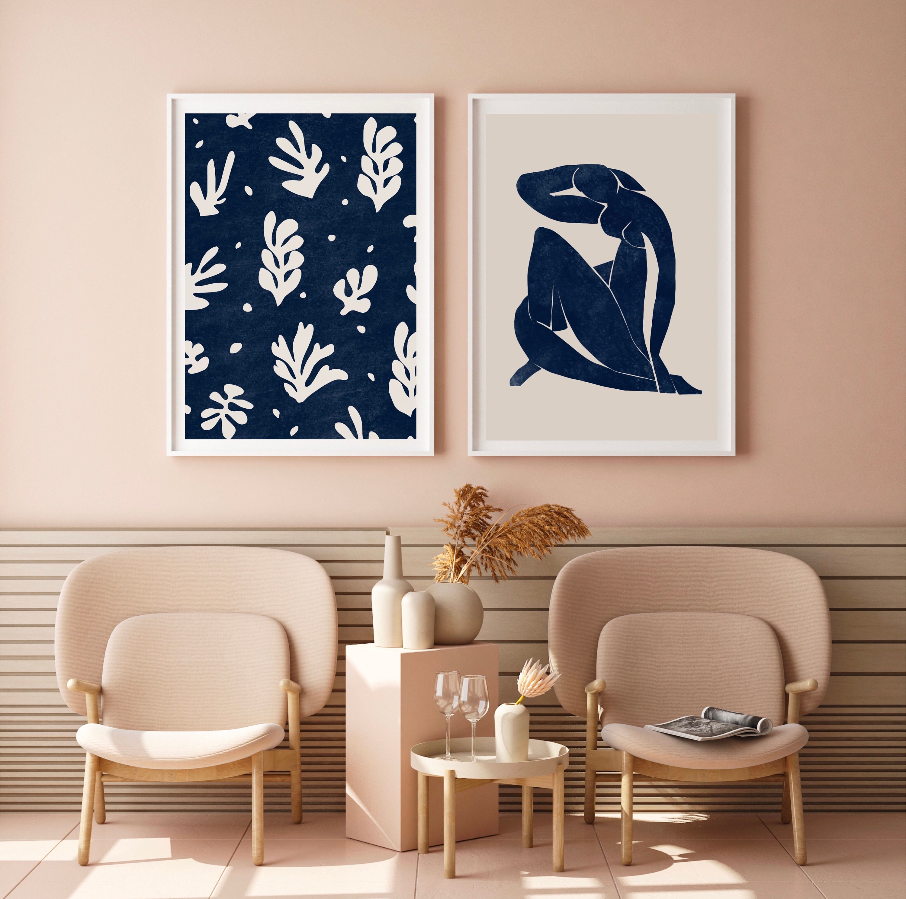 Abstract set of 2 art prints Henri Matisse wall art Neutral | Etsy