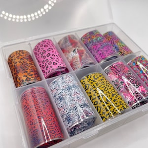 Pack of 10 animal print nail art foils