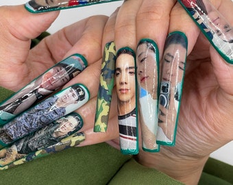 MONSTA Military kpop press on nails