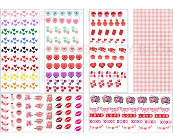 May include: A set of Valentine's Day themed nail stickers featuring hearts, sweets, cupcakes, and other romantic designs. The stickers are arranged in rows on a white background.