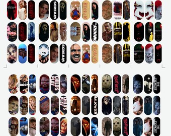 150 Horror Movies water slide nail decals