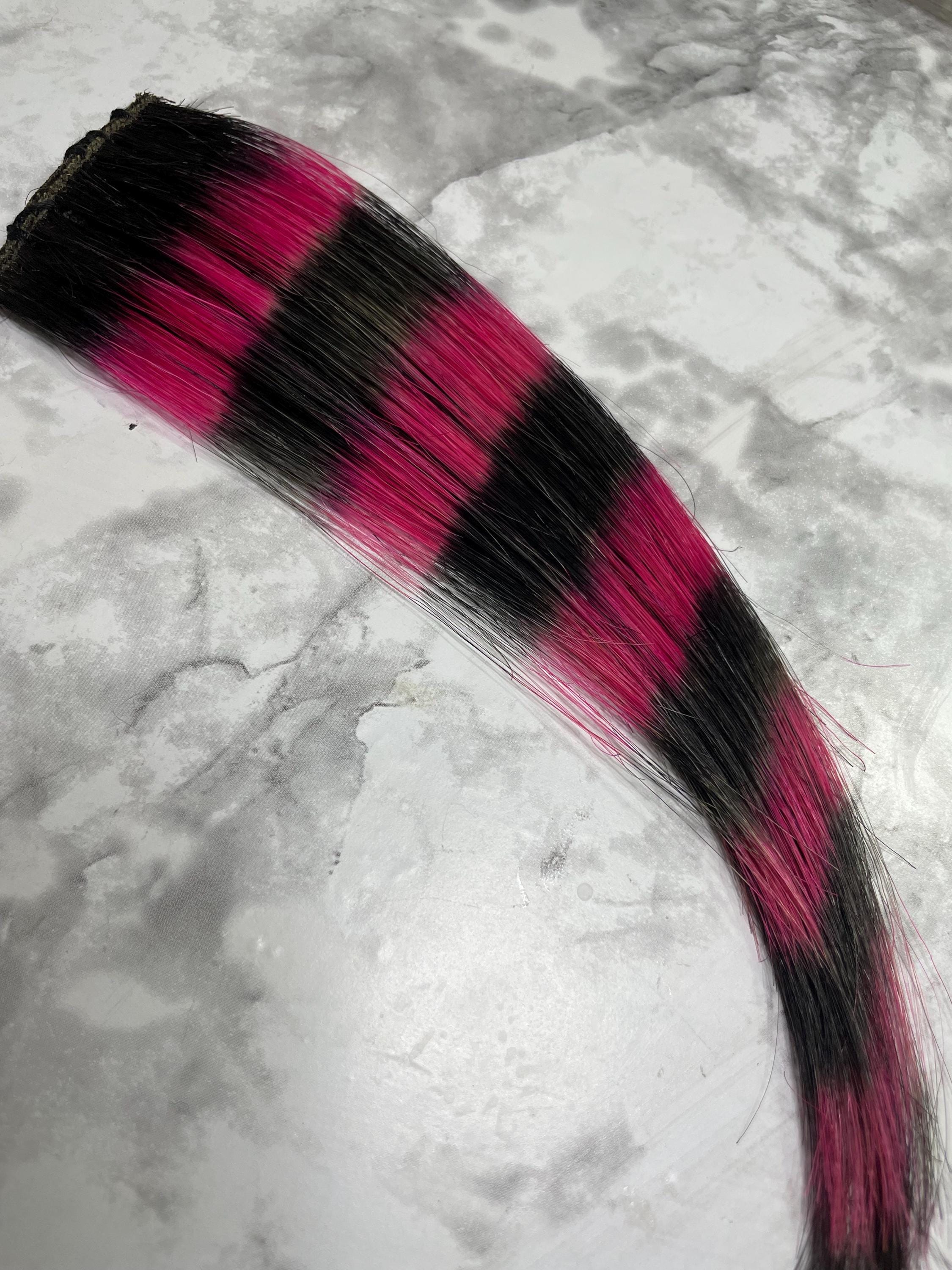 Black and Pink Raccoon Tail Hair Extension - Etsy Canada
