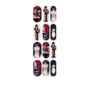 Elvira  inspired design water nail decal sheet