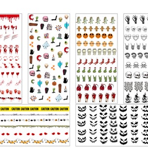150 + Spooky Horror water nail decal sheet