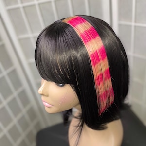 Pink and blonde stripe hair extension