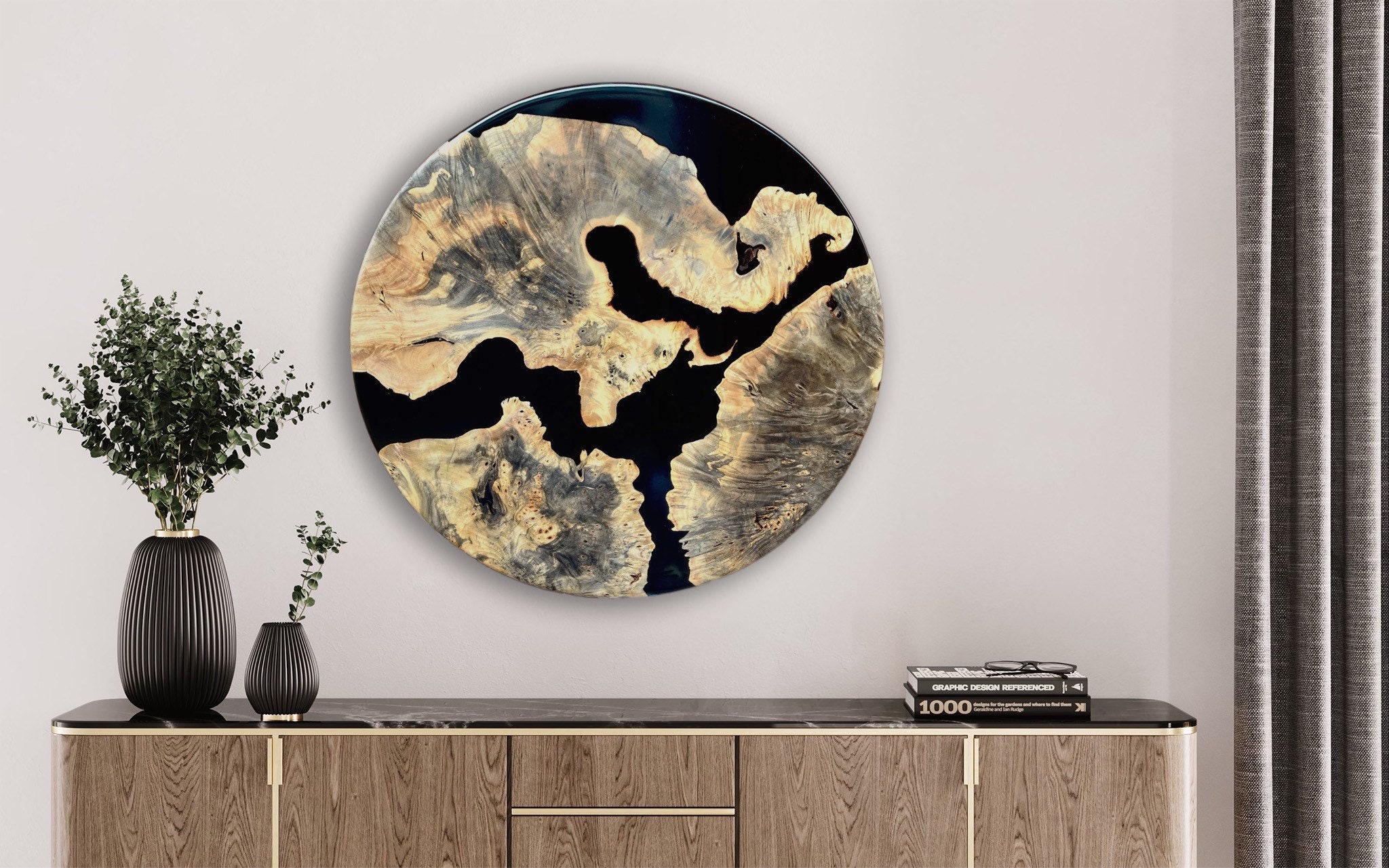 Buckeye Burl and Black Resin Wall Art Etsy
