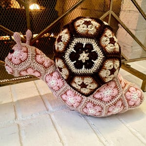 African Flower Crochet Snail Stuffed Animal