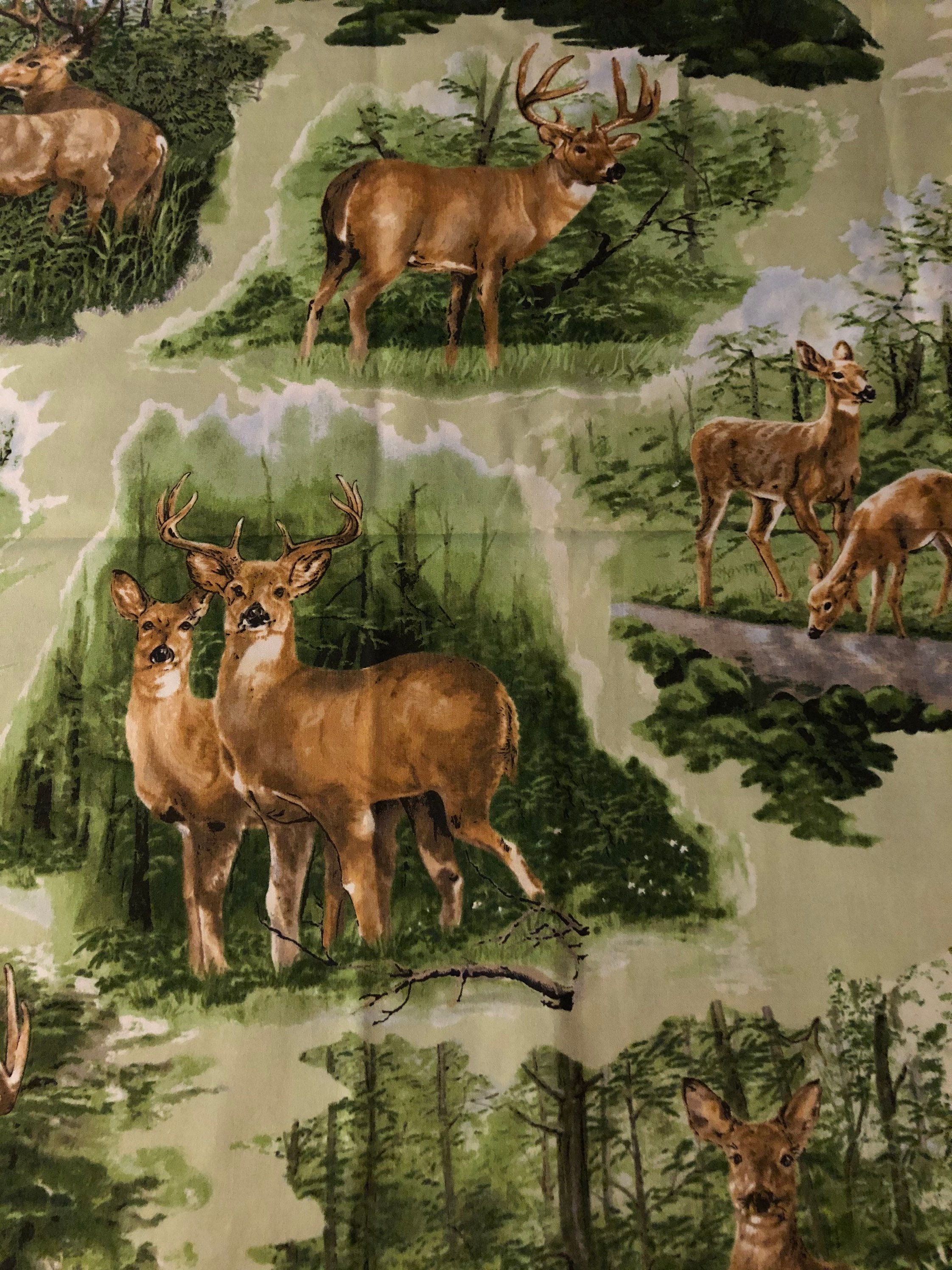 Deer print fabric by Exclusively Quilters Whitetail Valley Etsy