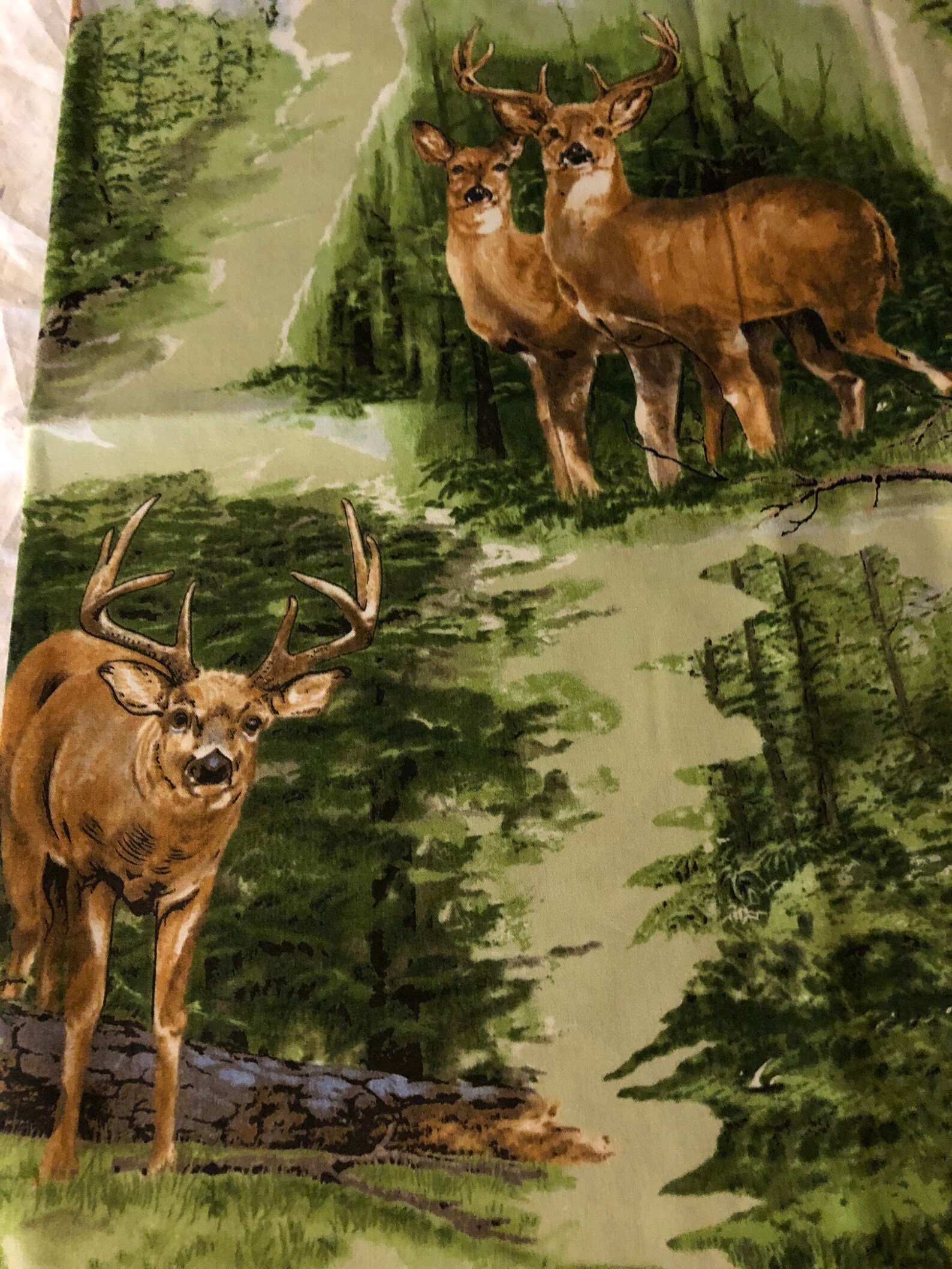 Deer print fabric by Exclusively Quilters Whitetail Valley Etsy