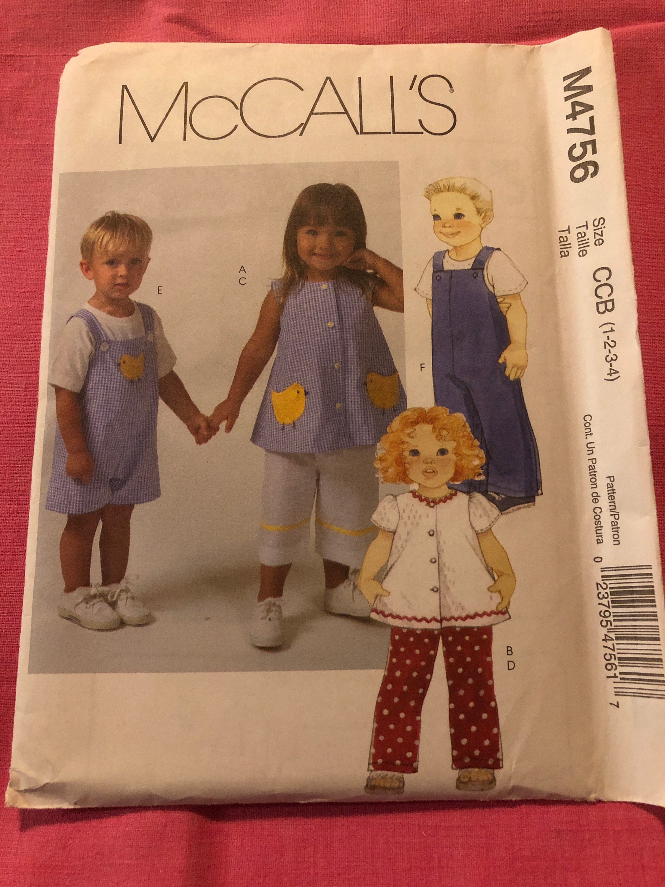 McCall's 4493 Toddlers' Shirt,Pants & Hat in Two Sizes 1,2,3,4 Sewing Pattern McCall's 4493 Toddlers' Shirt,Pants & Hat in Two Sizes 1,2,3,4 Sewing Pattern