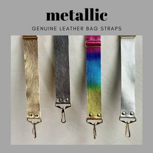 Metallic Leather Bag Strap (pick your color) * ombre leather bag strap, silver leather bag strap, gold leather bag strap, genuine leather