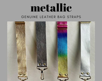 Metallic Leather Bag Strap (pick your color) * ombre leather bag strap, silver leather bag strap, gold leather bag strap, genuine leather
