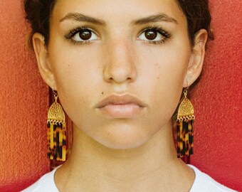 Tortoise Dangle Earrings: Boho Acetate Statement Earrings