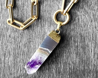 Amethyst Stalactite Necklace * natural amethyst stalactite necklace, amethyst and gold necklace, gift for her, natural amethyst geode