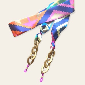 Colorful Scarf Glasses Chain: Silk Eyeglass Holder, Nautical Style