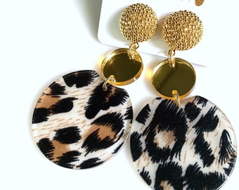 LUXE Leopard Glam Earrings (NEW) * acetate earrings, animal print earrings, gold and leopard print earrings, date night earrings, gifts