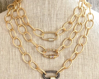 Matte Gold Chain Necklace (pick your carabiner clasp) - Carabiner Screw Clasp Necklace, Modern Jewelry, Gold Carabiner Screw Clasp Necklace