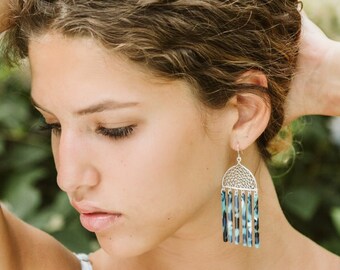 Acetate Bar Drop Earrings: Boho Statement Dangle Earrings