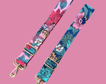 Bag Strap (floral) * shoulder strap, adjustable bag strap, high quality bag strap,  floral bag strap, patterned bag strap, pink bag strap