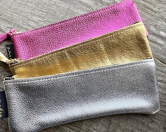 Metallic Leather Eyeglass Case: Personalized Soft Glasses Pouch